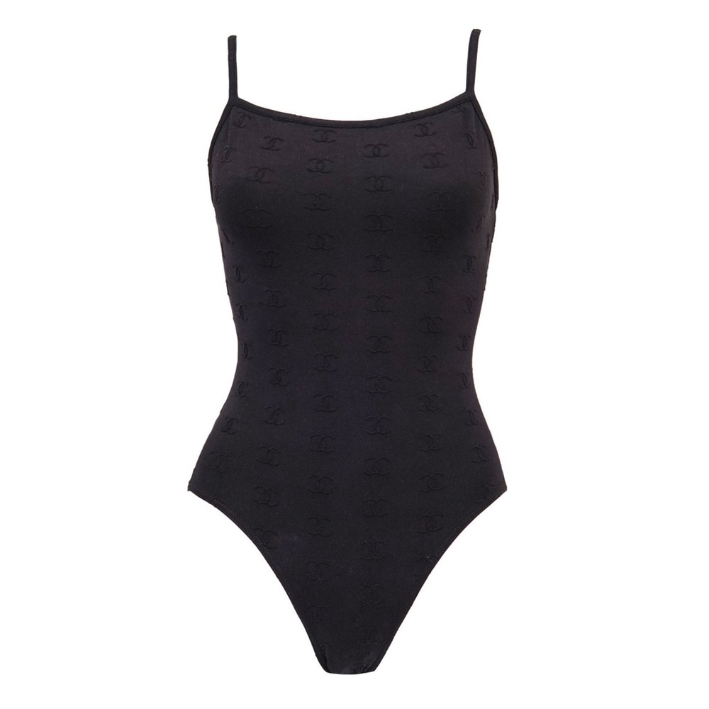Chanel Black CC Logo Bodysuit